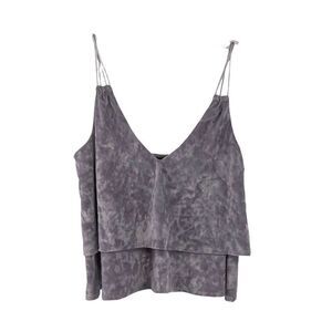 Velvet Tank Top Ruffle V Neck Strappy Womens Size XS Express One Eleven Cropped